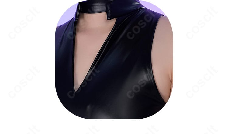 襟元ディテールの拡大。縫製の仕上げと配色コントラスト、ステッチの整いが分かる。