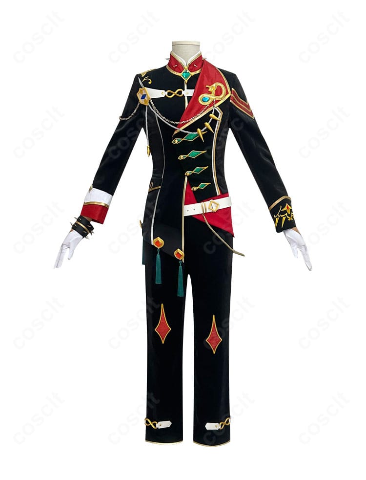 ウロボロス衣装の正面全景。コートのラインと金装飾、胸飾りの配置がわかる高再現ショット。