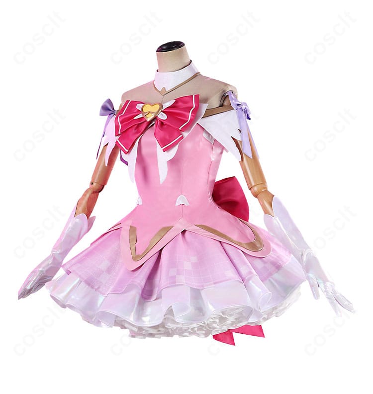 ジュノ コスプレ衣装の側面シルエット。腰高バランスと袖のリボン装飾を強調