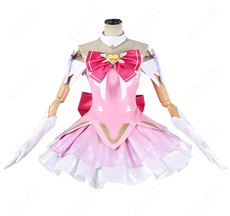 ジュノ ミシック魔法少女コスプレ衣装の正面全体カット。上品な光沢とフレアスカートを確認可能