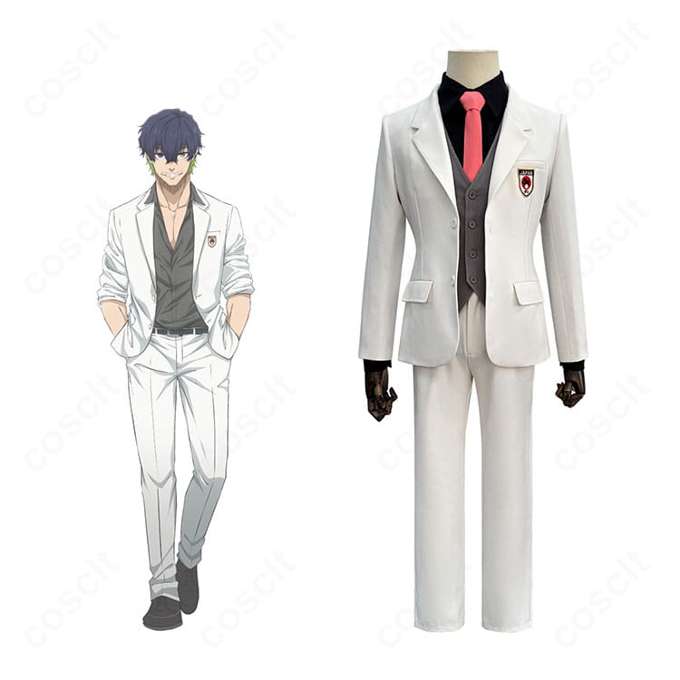 ブルーロック 糸師 冴＆オリヴァ 愛空 EGOIST EXHIBITIONスーツ衣装のコラージュ画像。公式ビジュアル準拠の高再現ディテール。