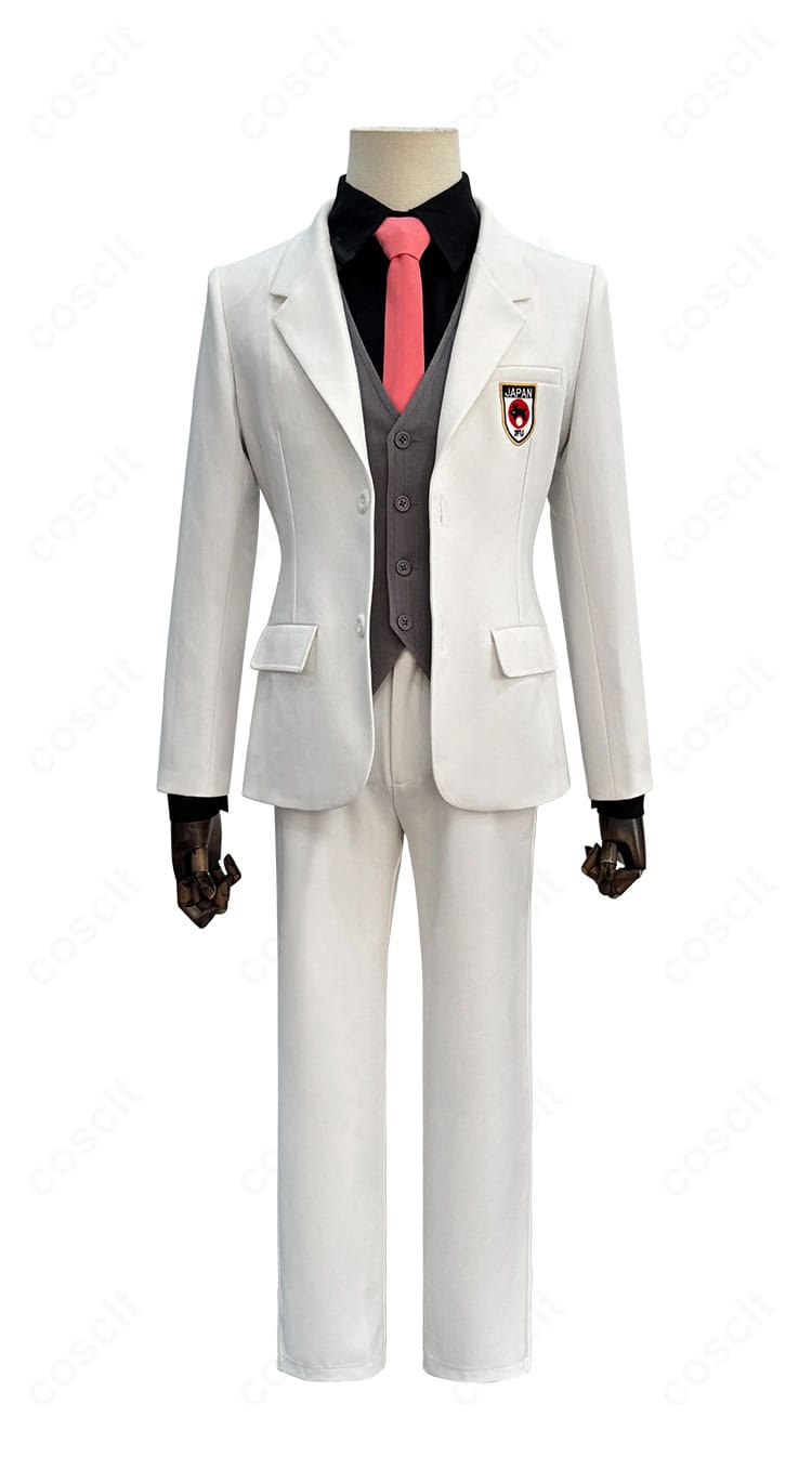 糸師 冴／オリヴァ 愛空スーツ衣装の正面全体像。ラペルとベストのラインがシャープに映える高品質仕立て。