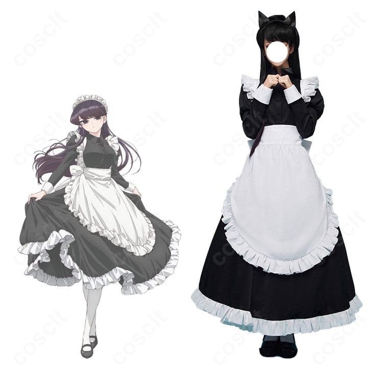 古見さんは、コミュ症です。古見硝子のメイド服コスプレ一式とキャラクターイメージの組み合わせ写真