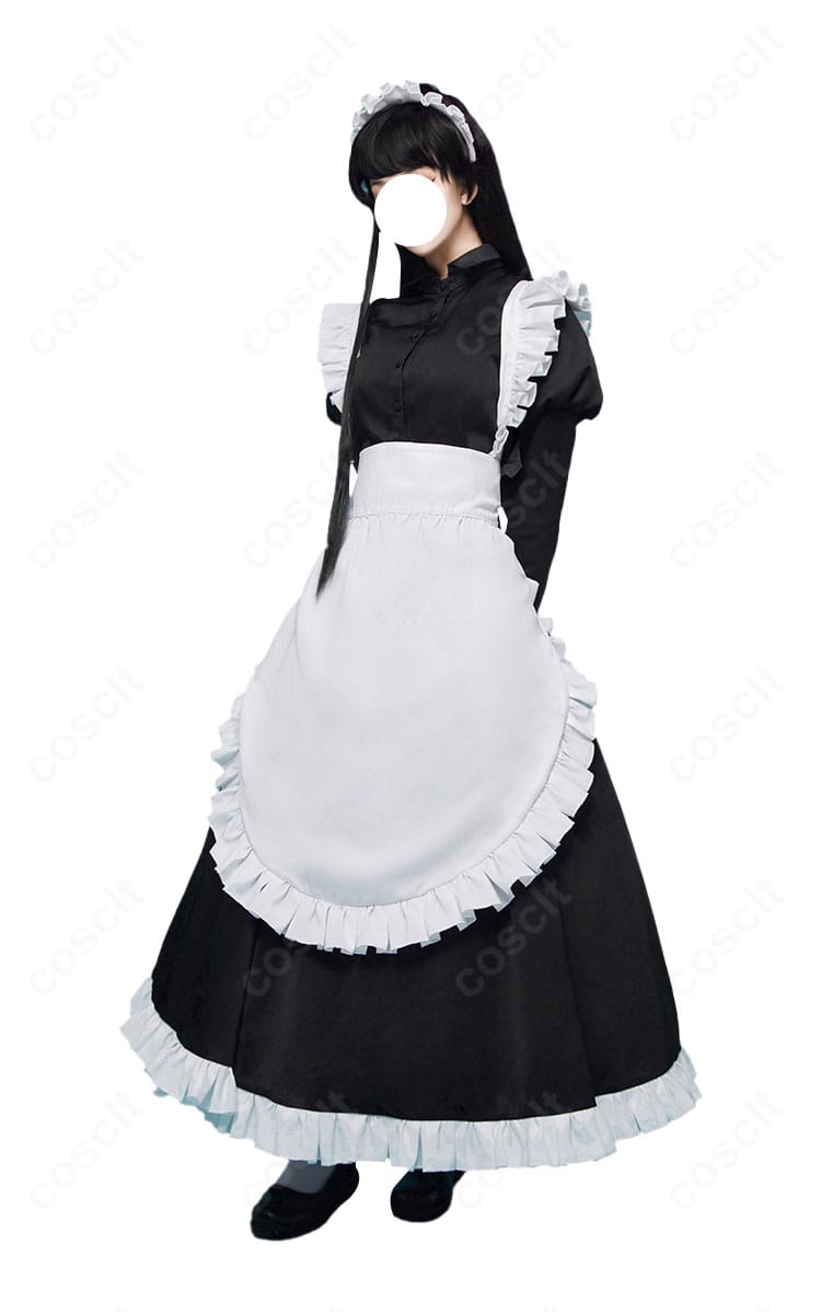 古見硝子 メイド服コスプレ 右側面。背中の大きな蝶結びとスカートの広がりを確認できる写真