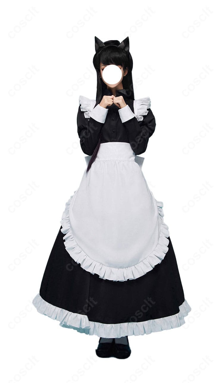 古見硝子 メイド服コスプレ 正面全身。高再現のシルエットと快適な着用設計がわかるカット