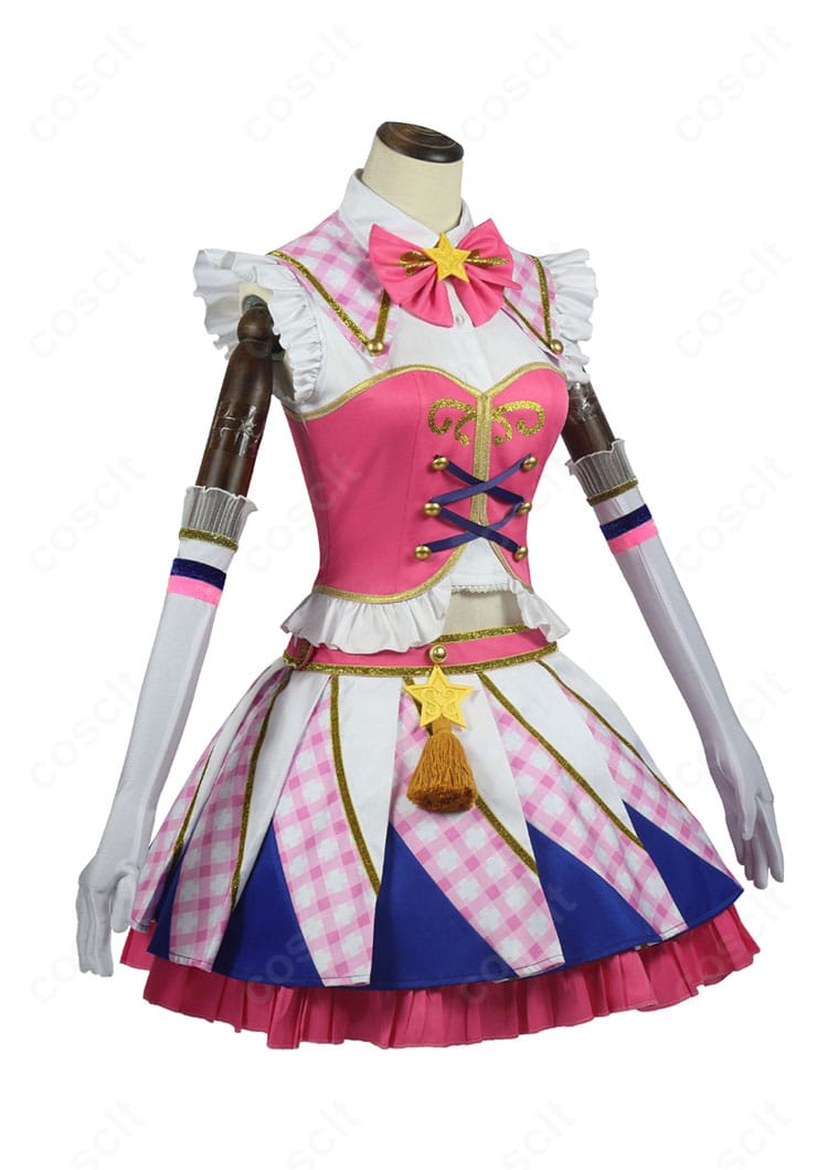 アイカツ！星宮いちご Soleilステージ衣装の側面。ウエストラインとスカートの広がりがわかる横姿。