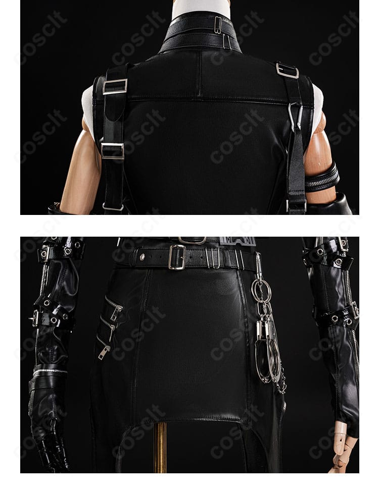 主人公「夜と共に」衣装の背面装飾ディテール。ストラップの取り回しと配置バランス。