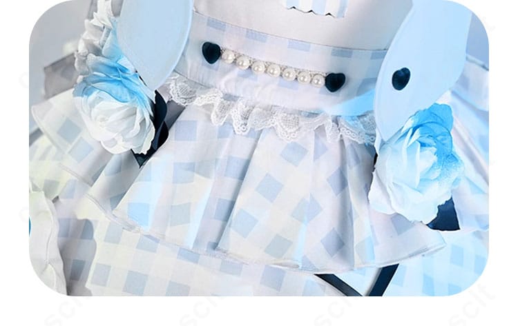 桐谷遥コスプレ衣装の腰飾りアップ。ウエストの装飾パーツ配置と彩色を確認。