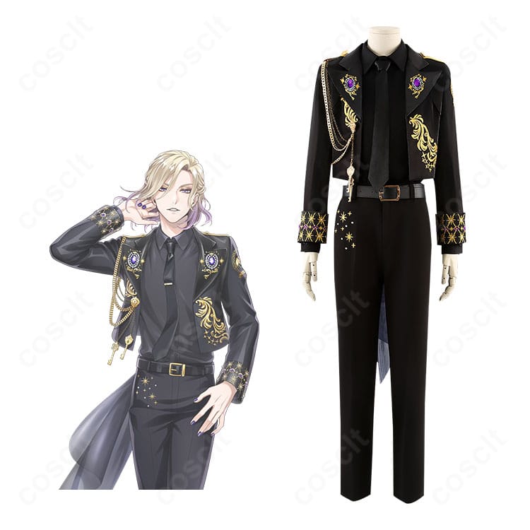 ツイステ 5周年記念衣装の集合カット。ポムフィオーレ寮とオクタヴィネル寮の装いを並べ、コートと装飾の再現度を示すイメージ。