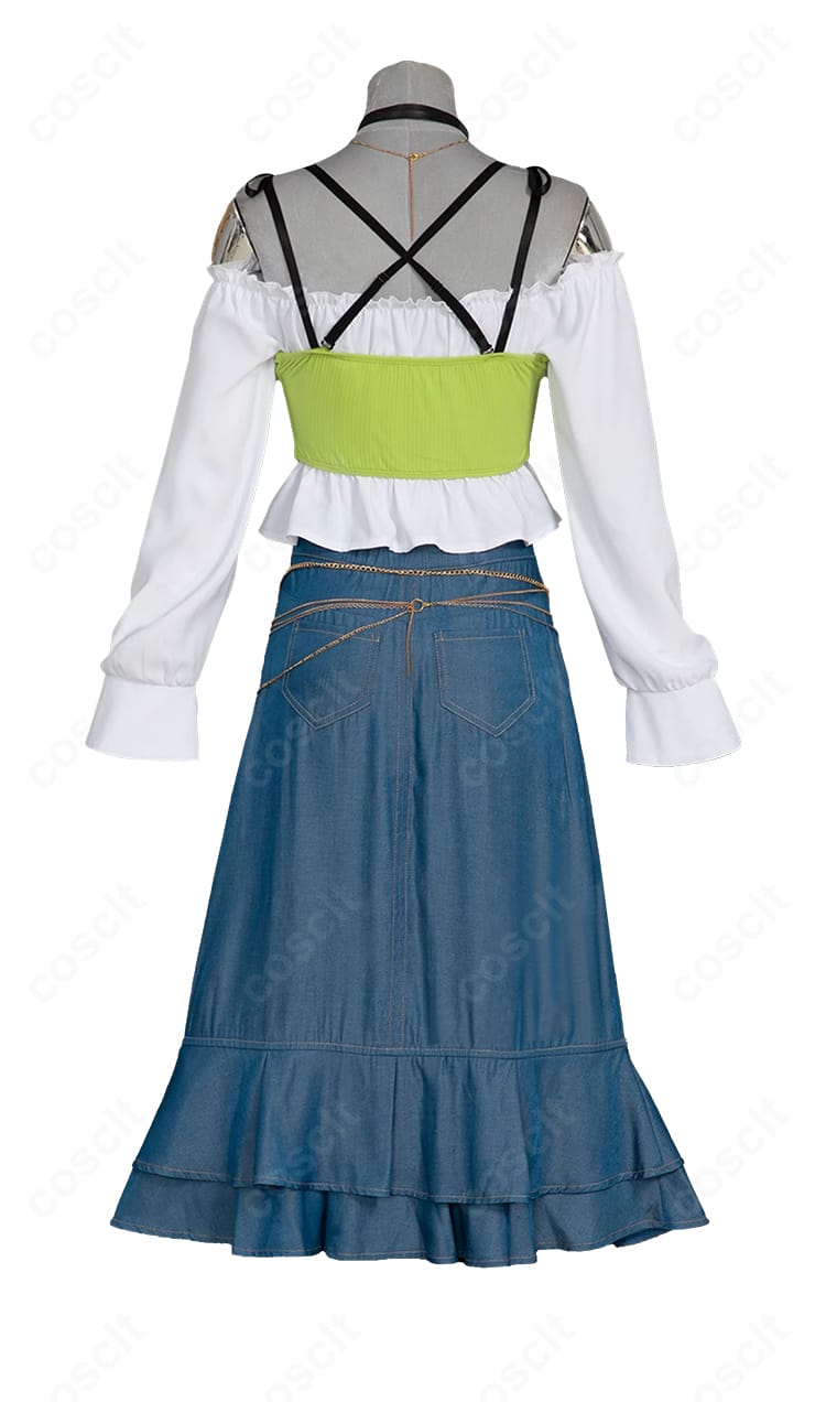 白石杏 Livelylady Dress コスプレ衣装の背面ディテール。背中のラインとスカート後ろの落ち感。