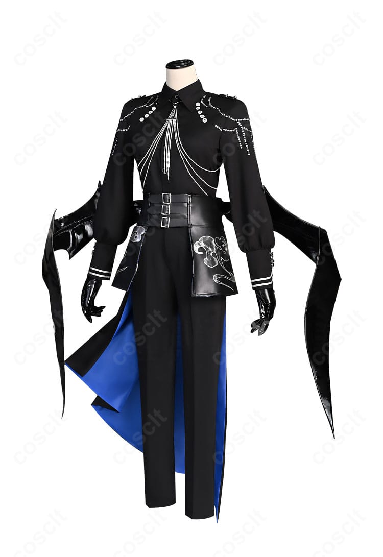 四季凪アキラ Angel×Devil コスプレ衣装の正面全体。シャツ・ズボン・コルセット・チェーンの配置が確認できる。