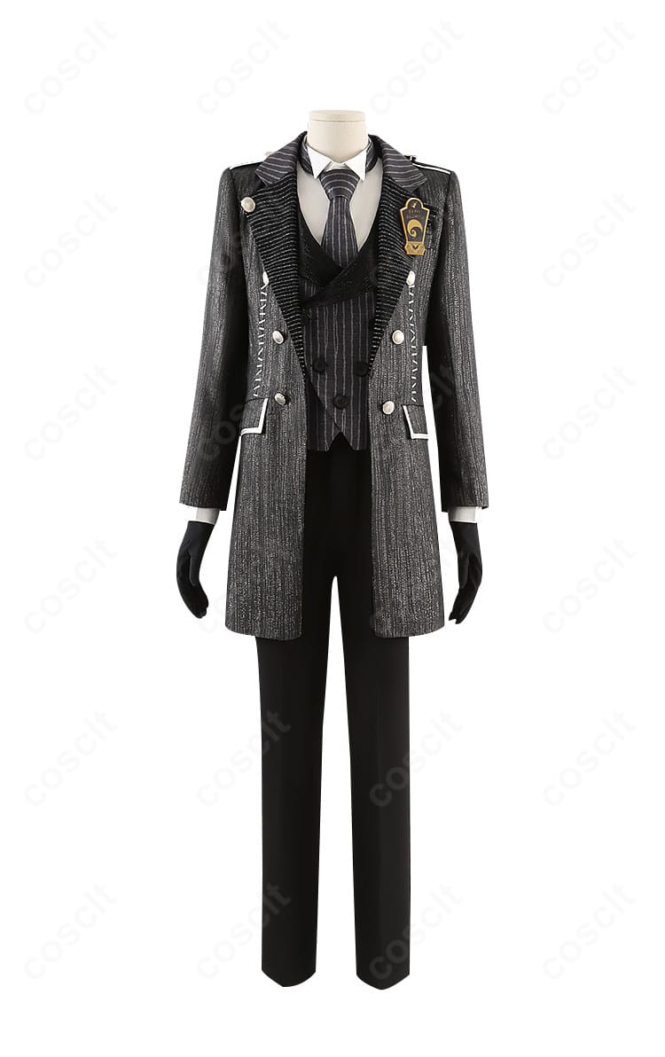 マレウス・ドラコニア ハロウィン ナイトメア―スーツの正面全身。ロングコートとベストの精緻な造形と質感を確認できます。