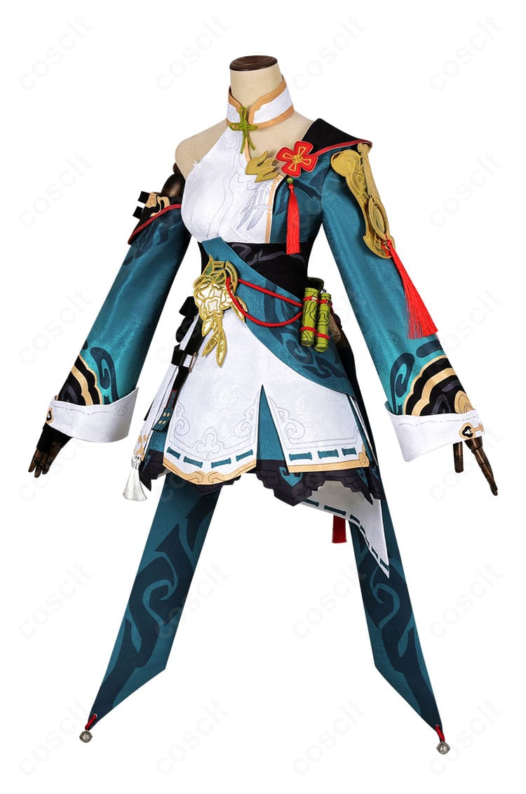 崩壊3rd 李素裳「風来義侠」コスプレ衣装の側面。フィット感やウエストライン、太もも飾りの見え方を確認できる画像