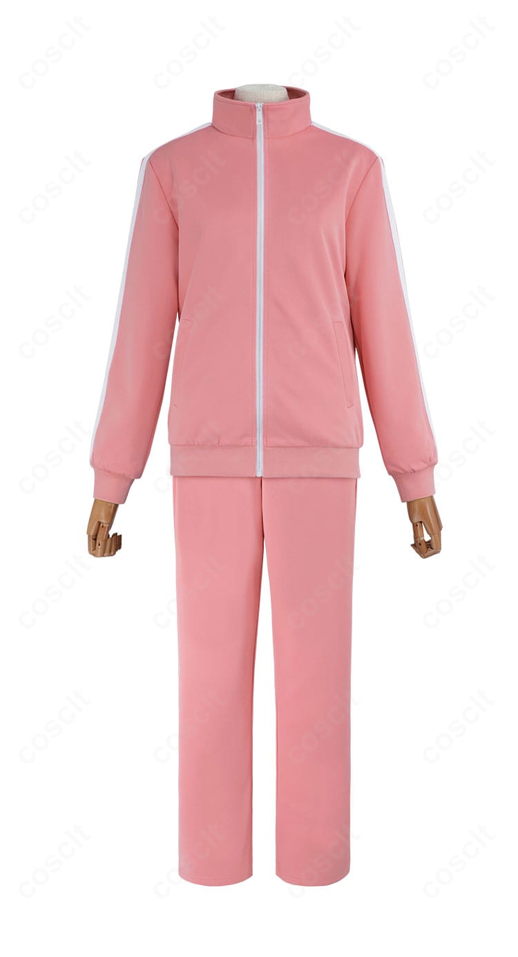 ジャージ上着とパンツの装飾・ラインテープの接写。配色バランスと質感を表すディテール。