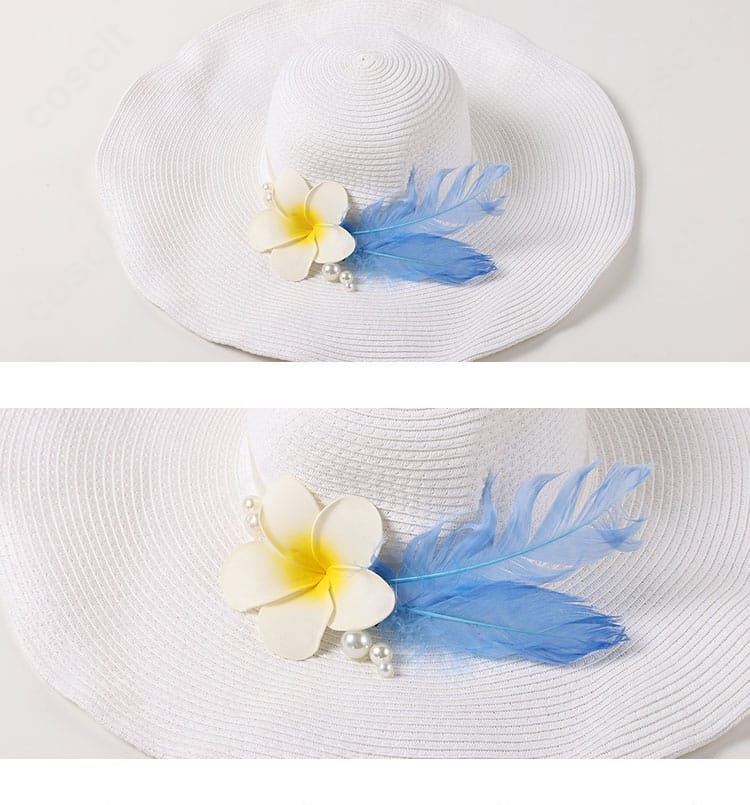 帽子の装飾ディテール。縁取りとワンポイント装飾が分かる近接画像。