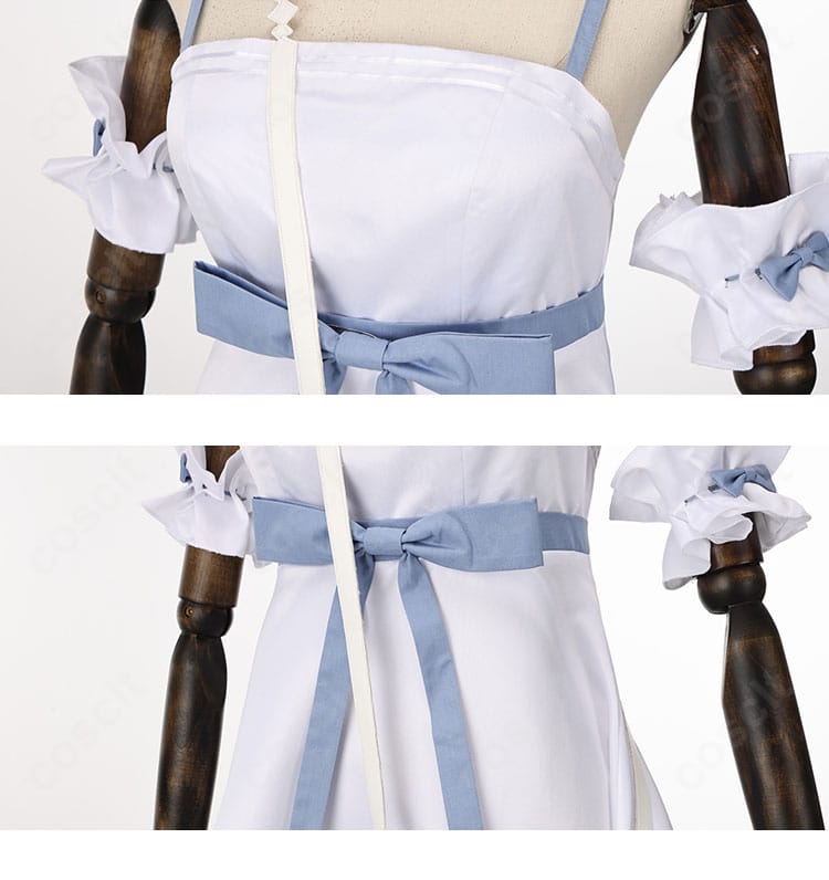 腰リボン装飾のディテール。結び目のボリュームと配色のコントラストが映える画像。