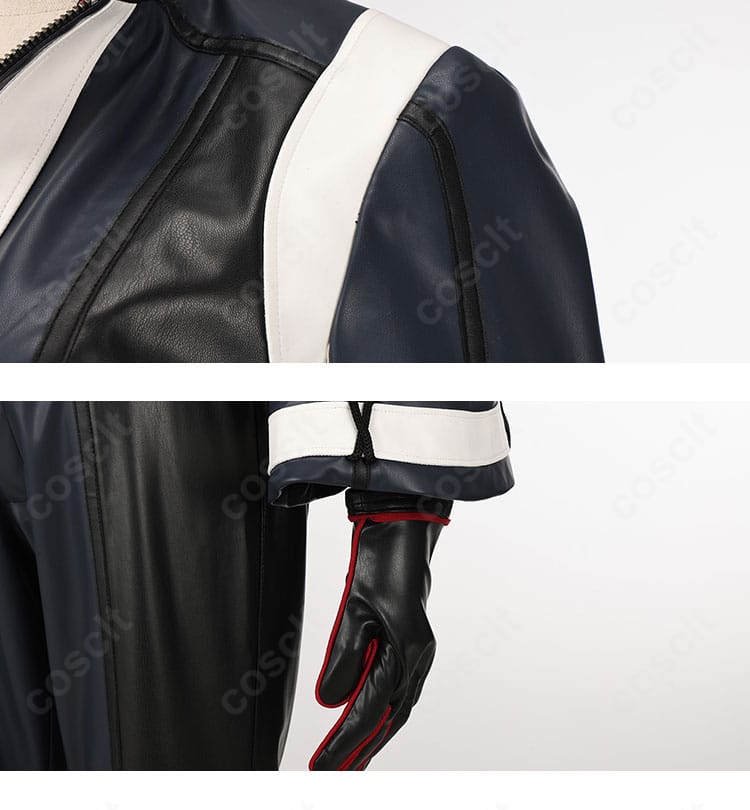 肩周りと手袋の装飾ディテール。質感のある素材と装飾パーツを近距離で確認できる画像。