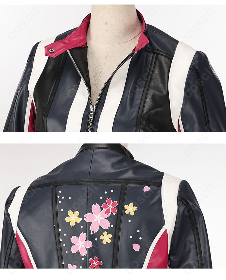 襟元と背面装飾のクローズアップ。精緻な刺繍と縁取りで不知火 舞のアイコニックな意匠を強調。