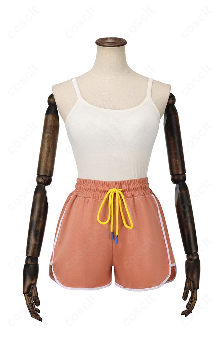 不知火舞 部屋着スタイルのコスプレ衣装・正面。トップスとショートパンツの全体シルエットとディテール