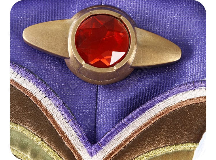 赤い宝石風パーツの拡大写真。光沢と台座の作り込みが確認できる画像