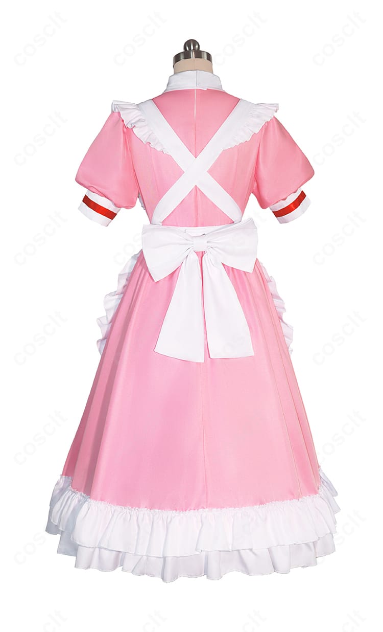 鹿目まどか メイド服コスプレ衣装の背面。背部の大きな蝶結びとシルエットを表示