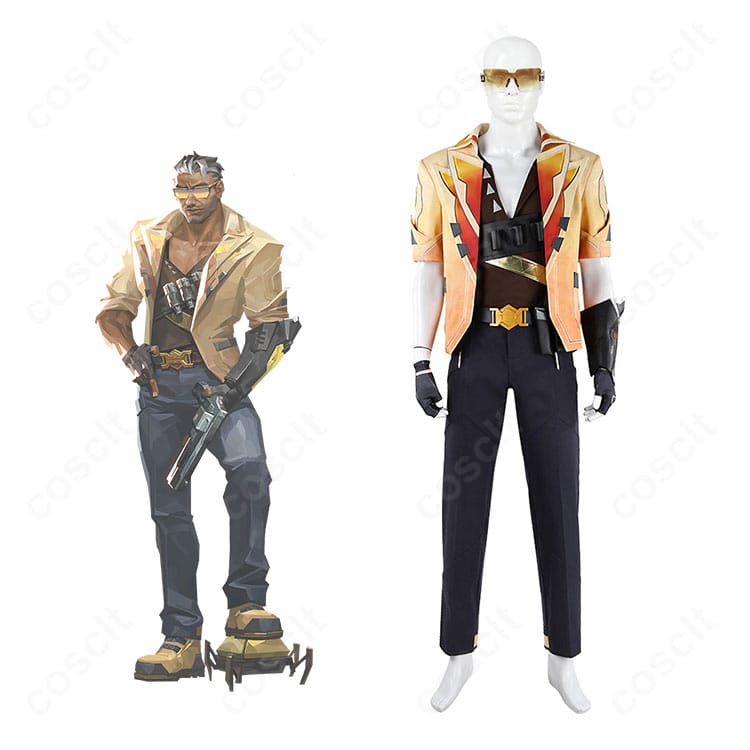 VALORANT テホのコスプレ衣装とキャラクターイメージを並置した紹介画像。世界観と衣装の結びつきが一目で分かります。