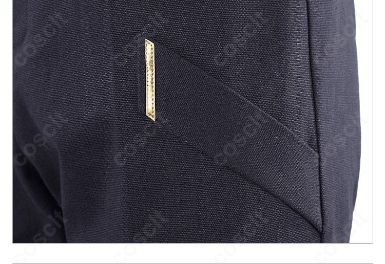 テホ衣装ズボンの脚部ディテール。サイドラインと膝周りの可動性を意識した設計。