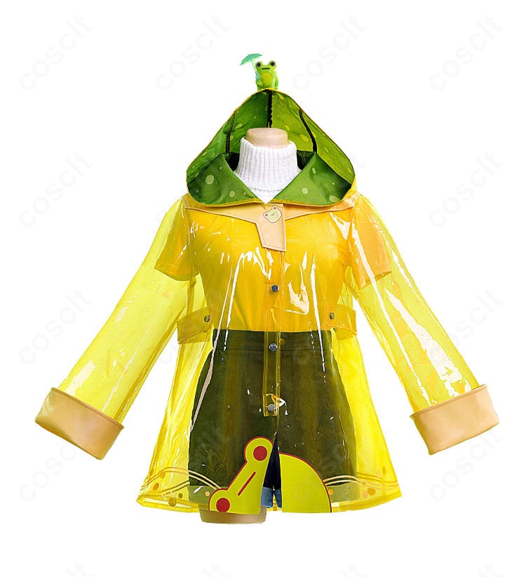 メイ レイニー・デイ コスプレ衣装の正面全体。コートとインナー、装飾の配置が分かる写真