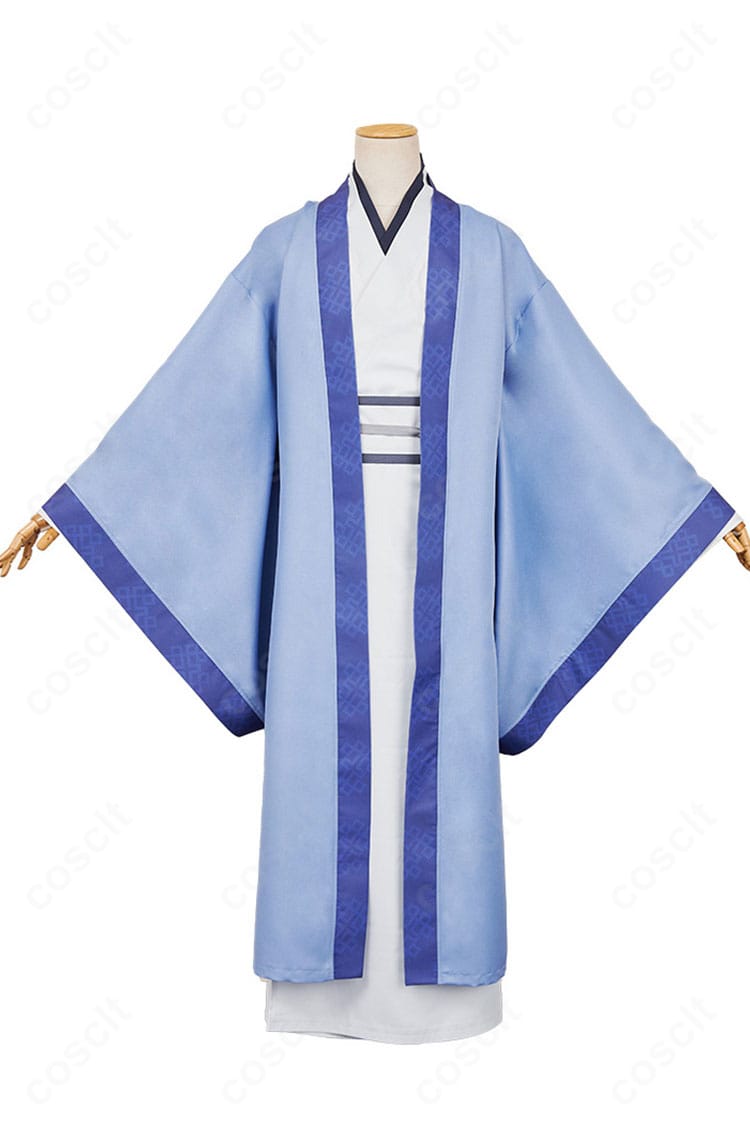 薬屋のひとりごと 壬氏 狩り版コスプレ衣装の正面全体。コートと和服の前合わせや帯位置が分かる。