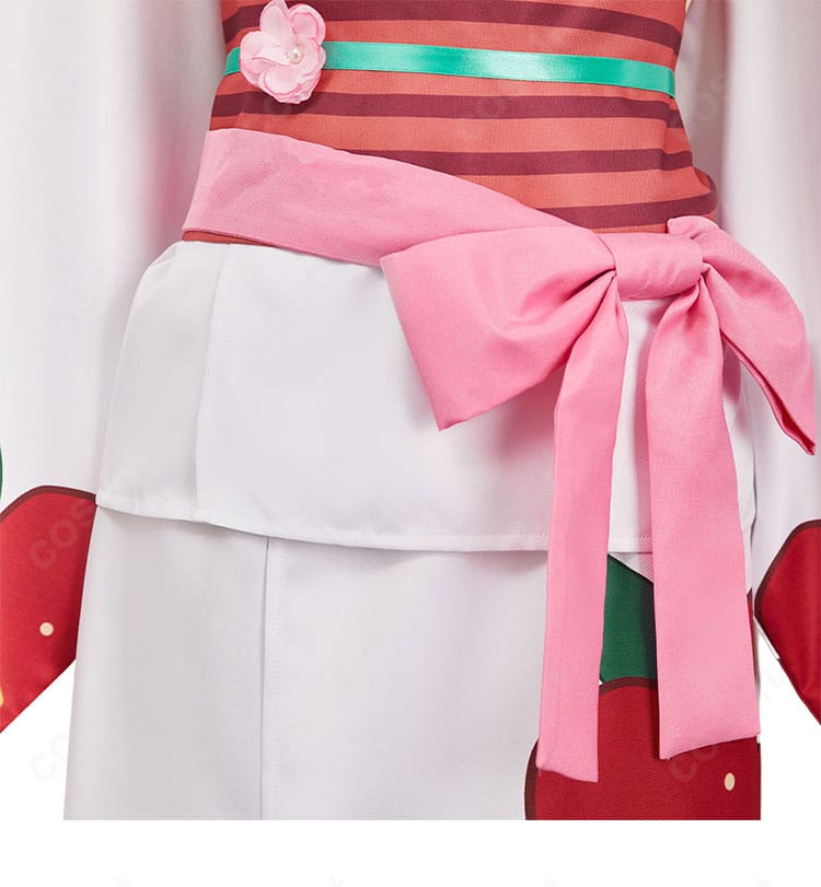 地縛少年花子くん 八尋寧々 浴衣コスプレ 腰封装飾の近接。配色とパターンの繊細さ、質感を捉えた画像