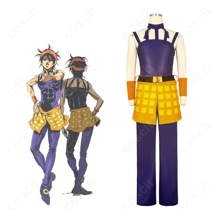 ジョジョの奇妙な冒険 第5部 黄金の風 ナランチャ・ギルガのコスプレ衣装。キャラクター再現度の高いデザインでクールな雰囲気を表現。