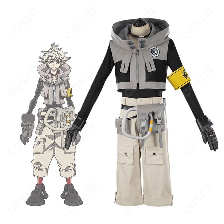 ガチアクタのルドと衣装を並べた比較イメージ。ロングコートと装備を忠実再現し、キャラクターのクールさを強調。