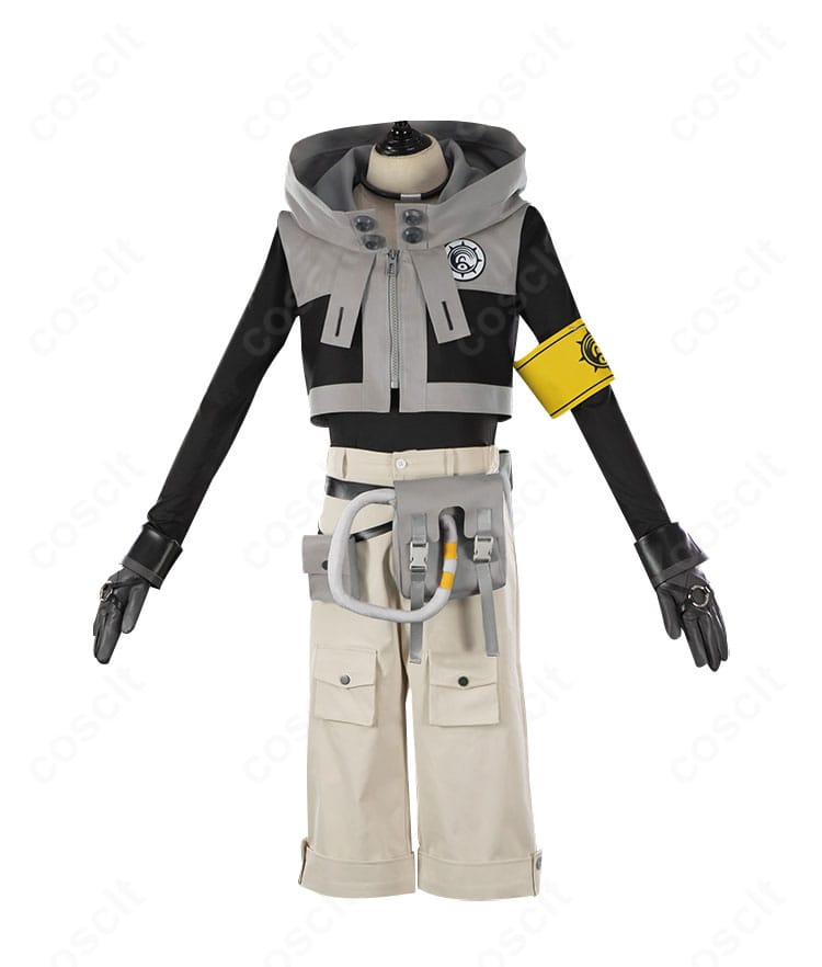 ルド コスプレ衣装の正面全体。コート、インナー、ズボン、チョーカーや腕章までの配置と質感が分かる構図。