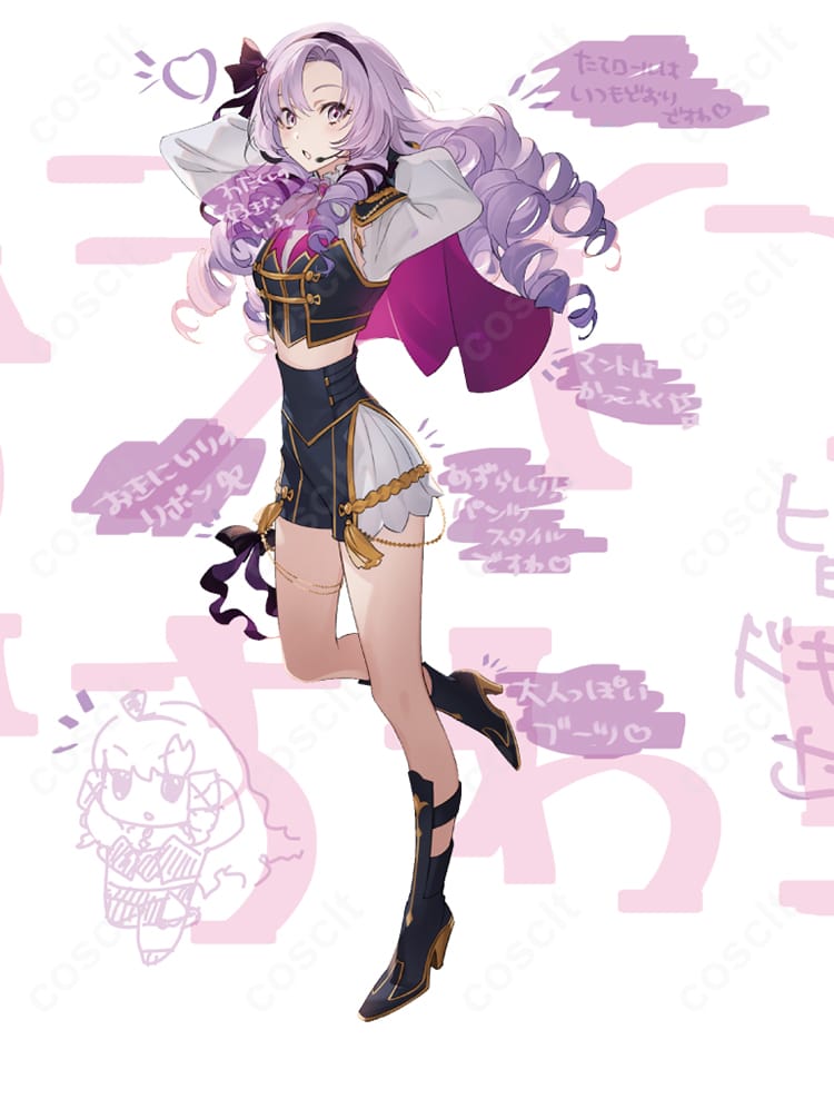 にじさんじ 5th Anniversary LIVE SYMPHONIAの壱百満天原サロメ 共通衣装を着用したコスプレ全身画像。上品でゴージャスなステージ衣装と美しいシルエットがわかるカット。