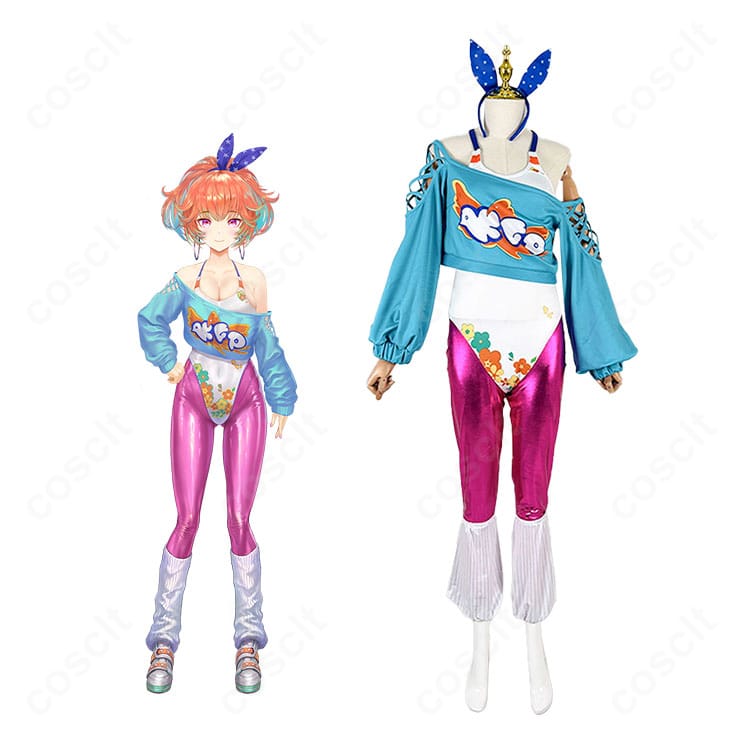 ホロライブ 小鳥遊キアラの新衣装コスプレを全身で再現したイメージ。高コントラスト配色とジャンプスーツのシルエットが際立つ一枚。