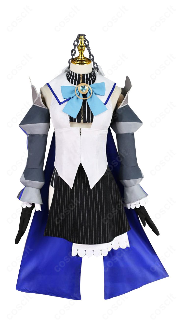 オーロ・クロニー 初期衣装コスプレの正面全身。トップスとスカート、装飾の配色がわかる画像