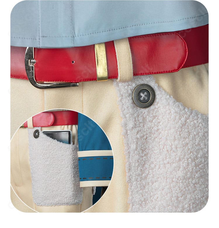 パンツポケット部分のアップ。アクセントになるデザインと実用性を両立したディテール。