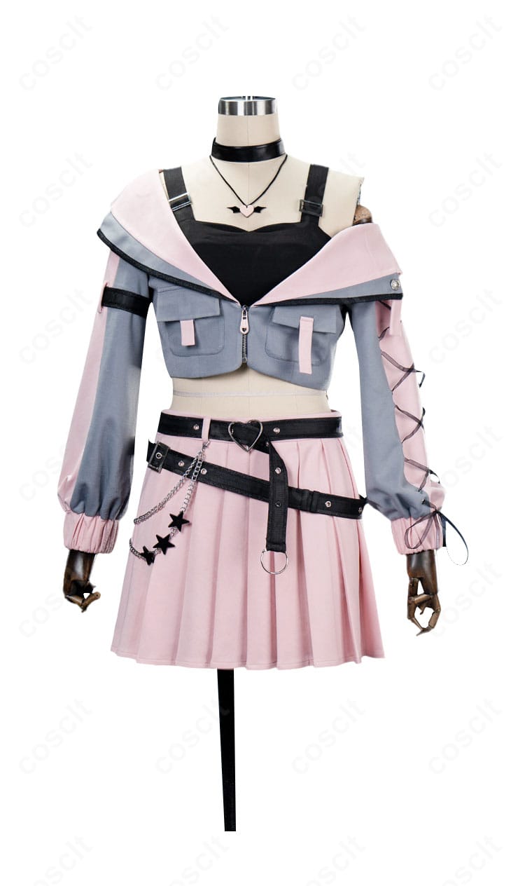 プロセカ悪魔衣装の商品正面全体。コートとインナー、スカートのシルエットと装飾が分かる画像