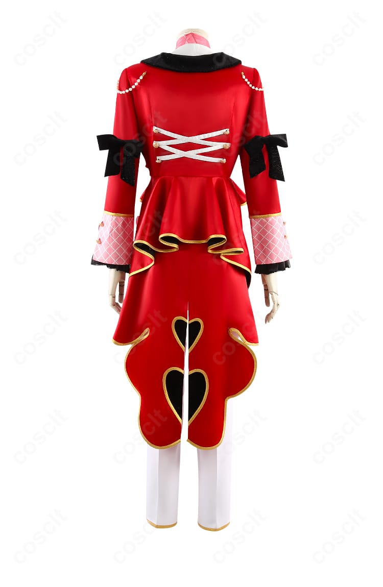 背面全体像。背中のラインと装飾配置を忠実に再現した朱桜司 ラブコレクター衣装の後ろ姿。