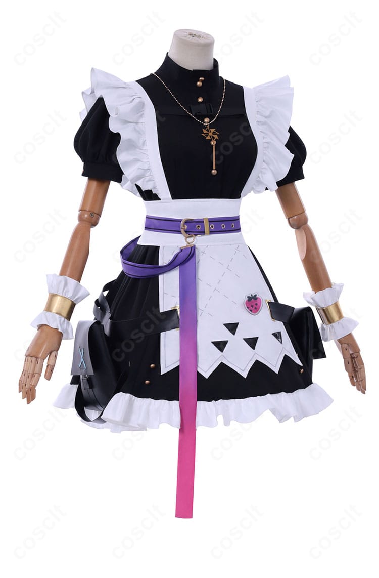 風楽奏斗メイド服コスプレの側面。エプロンのラインとウエストのシルエットが映える