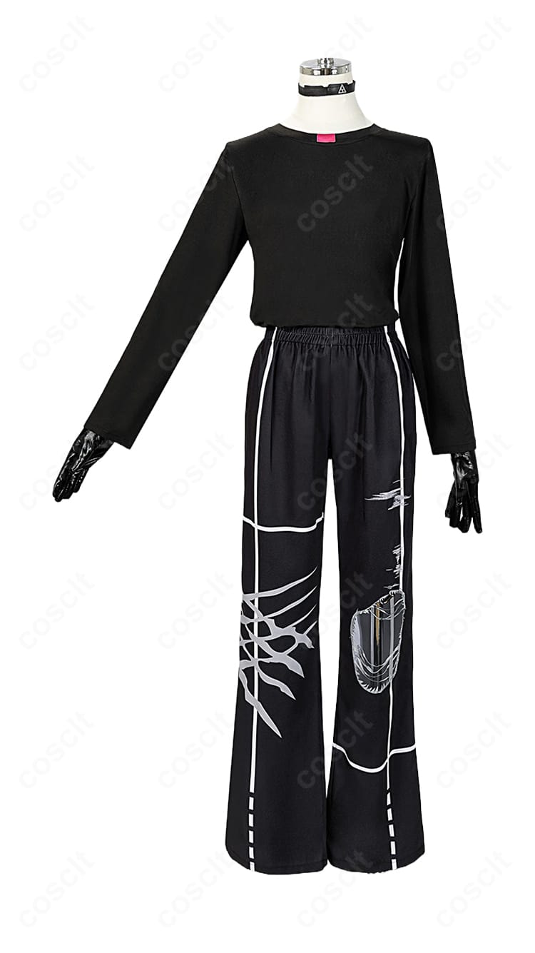 にじさんじ 佐伯イッテツ デフォルト衣装の黒い長袖インナーとパンツのディテール