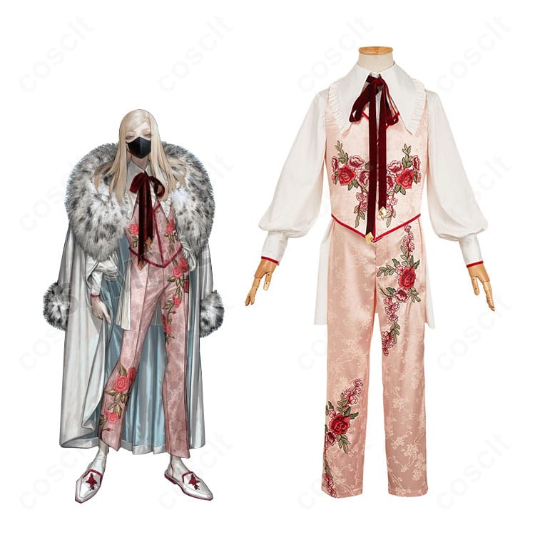 三途春千夜 スーツver. コスプレ衣装の正面とキャラクター比較。配色と比率まで忠実に再現した全身イメージ。