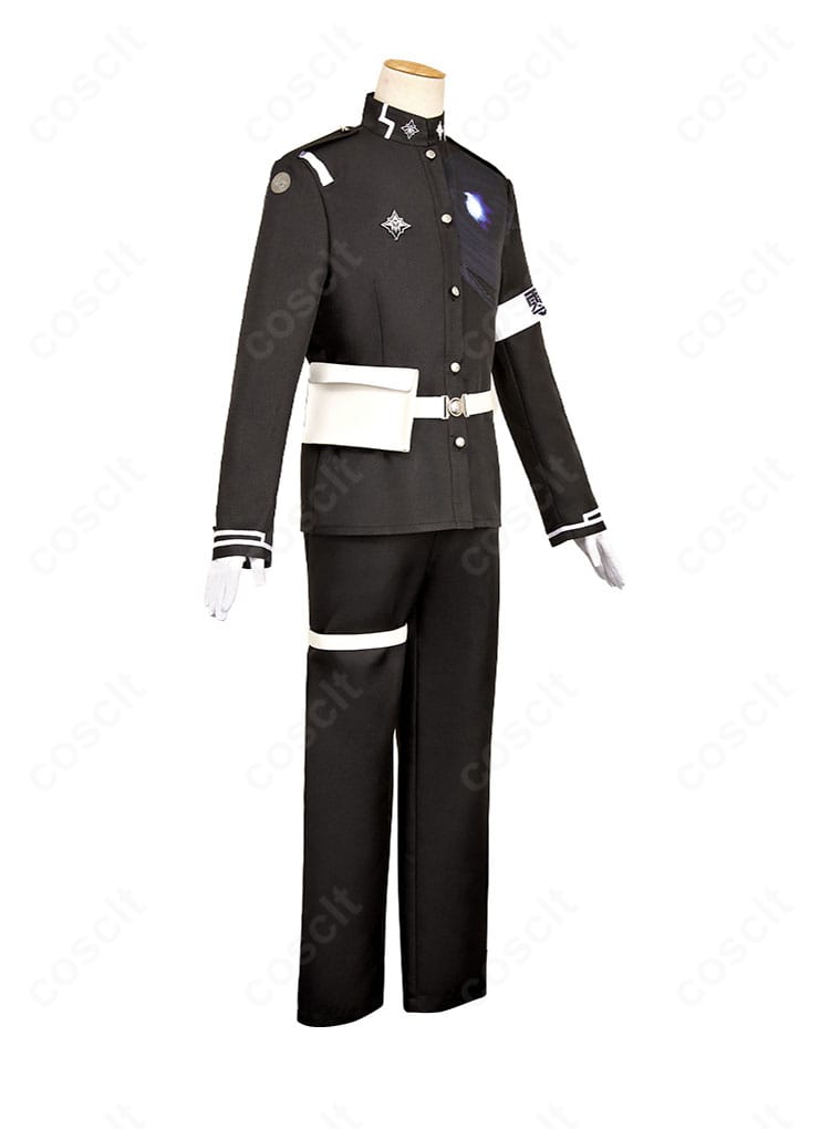 右側面から撮影した澄野拓海のコスチューム。トップスからパンツにかけての美しいラインを確認できる画像。