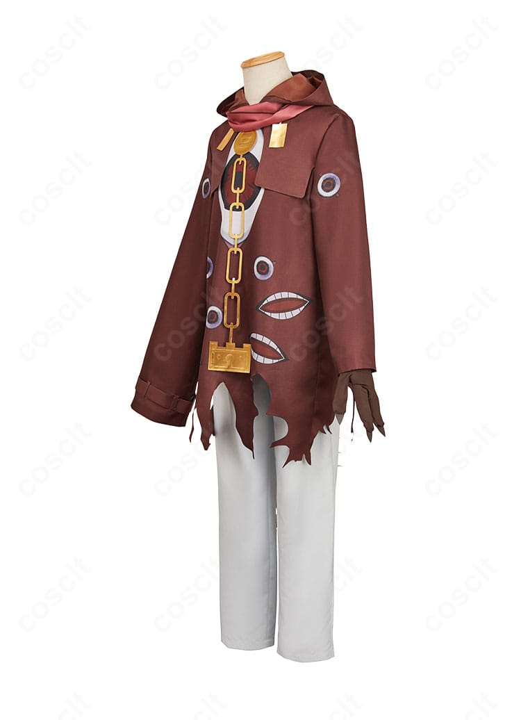 三葉惣助 コスプレ衣装の左側面。ポケット位置やサイドの縫製、アクセサリーの見え方をチェックできる。