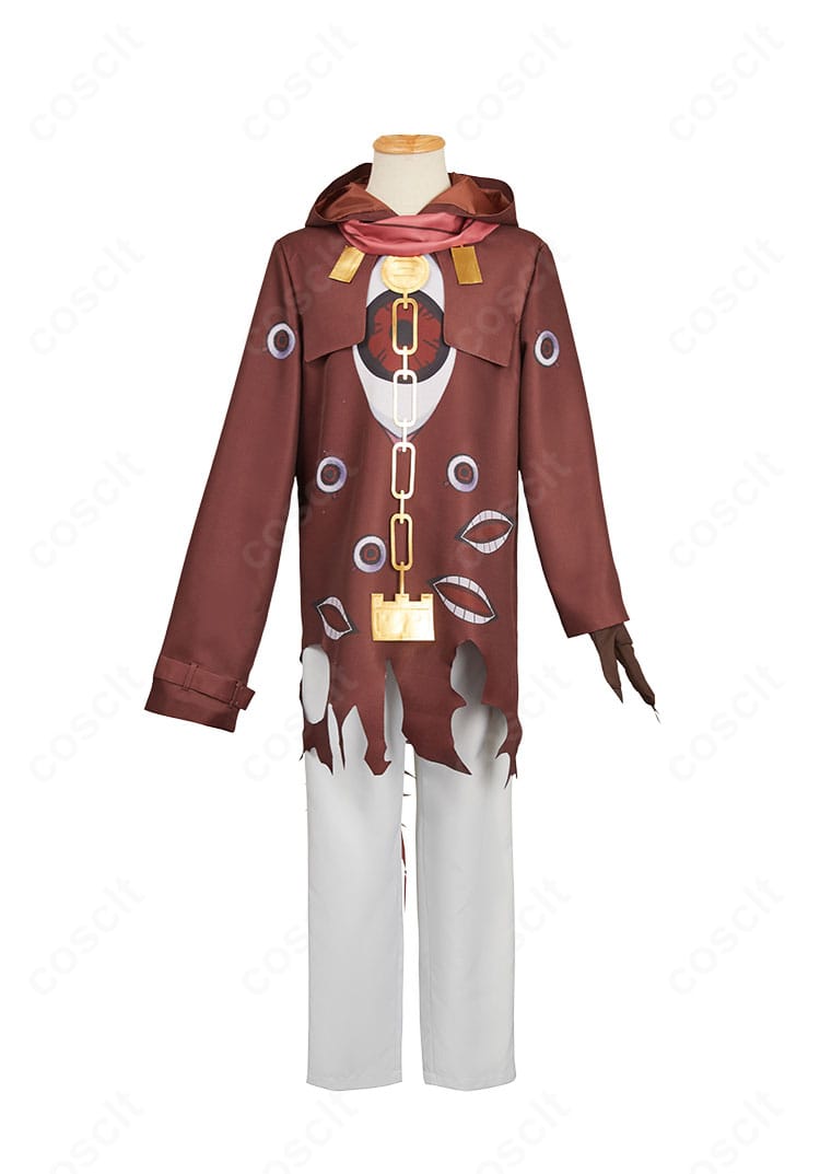 地縛少年花子くん 三葉惣助のコスプレ衣装正面画像。トップスとズボンのシルエット、マフラーの色味を確認可能。