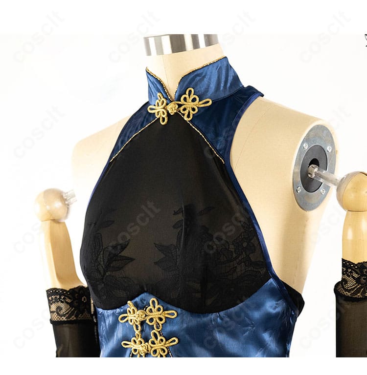 月下のレッツ・ダンス! コスプレ衣装の襟元刺繍と装飾ディテールをクローズアップした画像