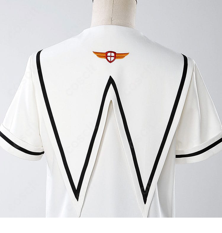 李小狼 コスの背面披肩風ディテールのクローズアップ。パイピングやカーブの精緻な仕上げを確認可能。