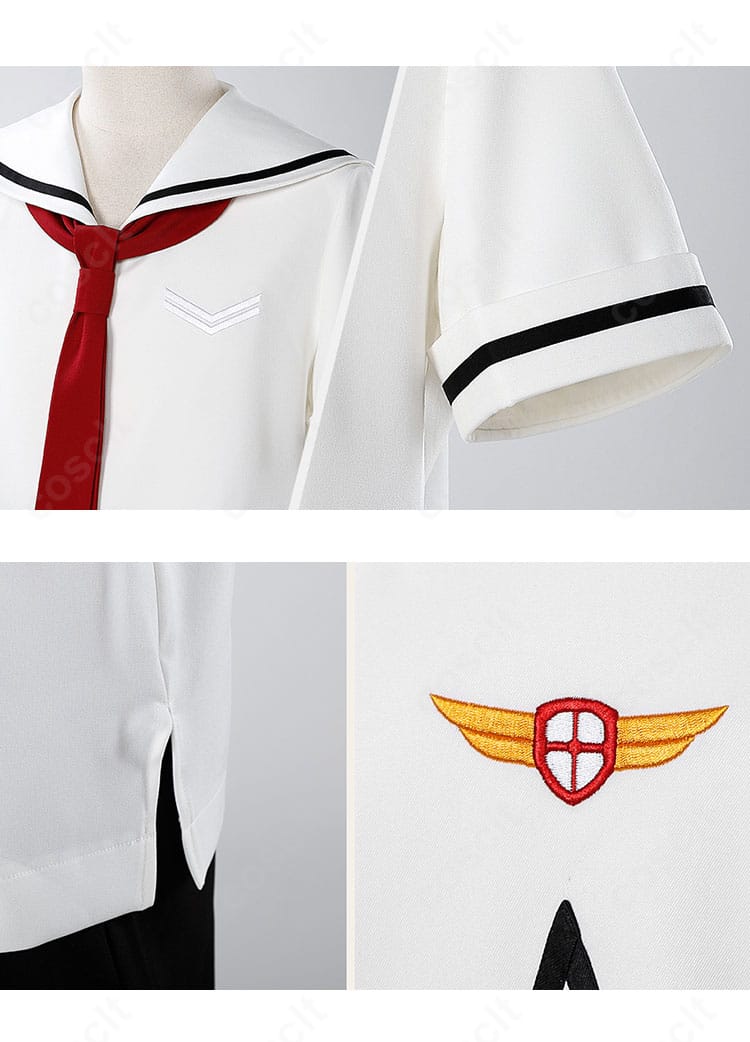 李小狼 コスの襟元・袖口・裾・図案装飾の接写。端正な縫製と装飾の仕上がり、エッジのハリ感を強調。