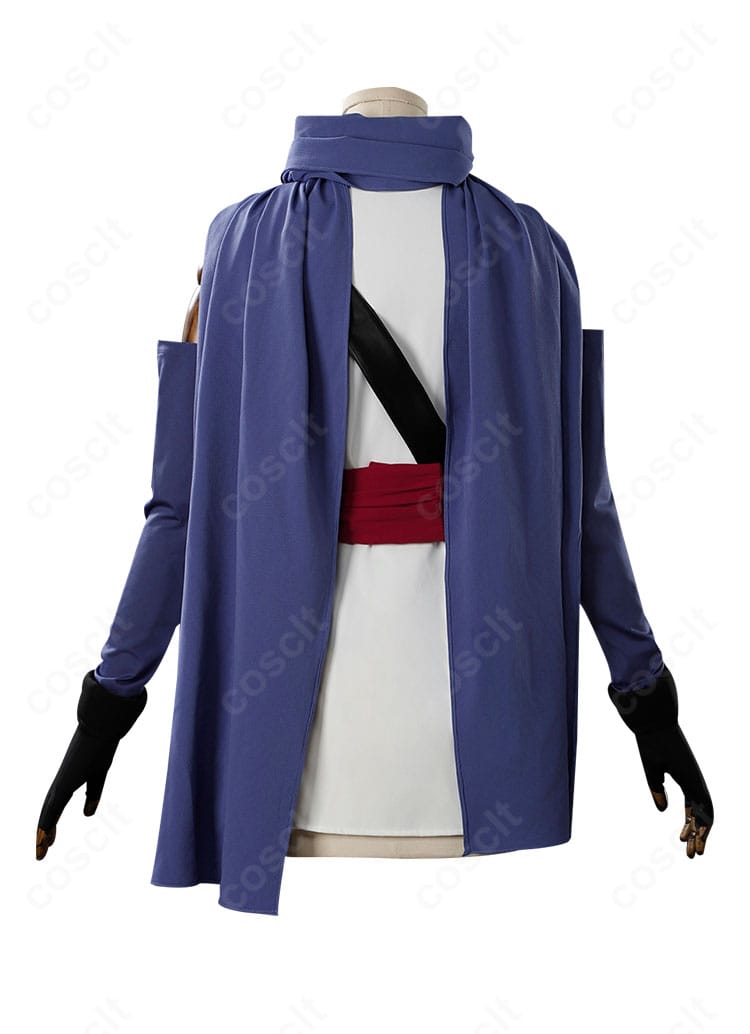 猿飛あやめ コスプレ衣装の背面。マフラーの落ち感やベルト位置、背中のラインまで確認できるカット。