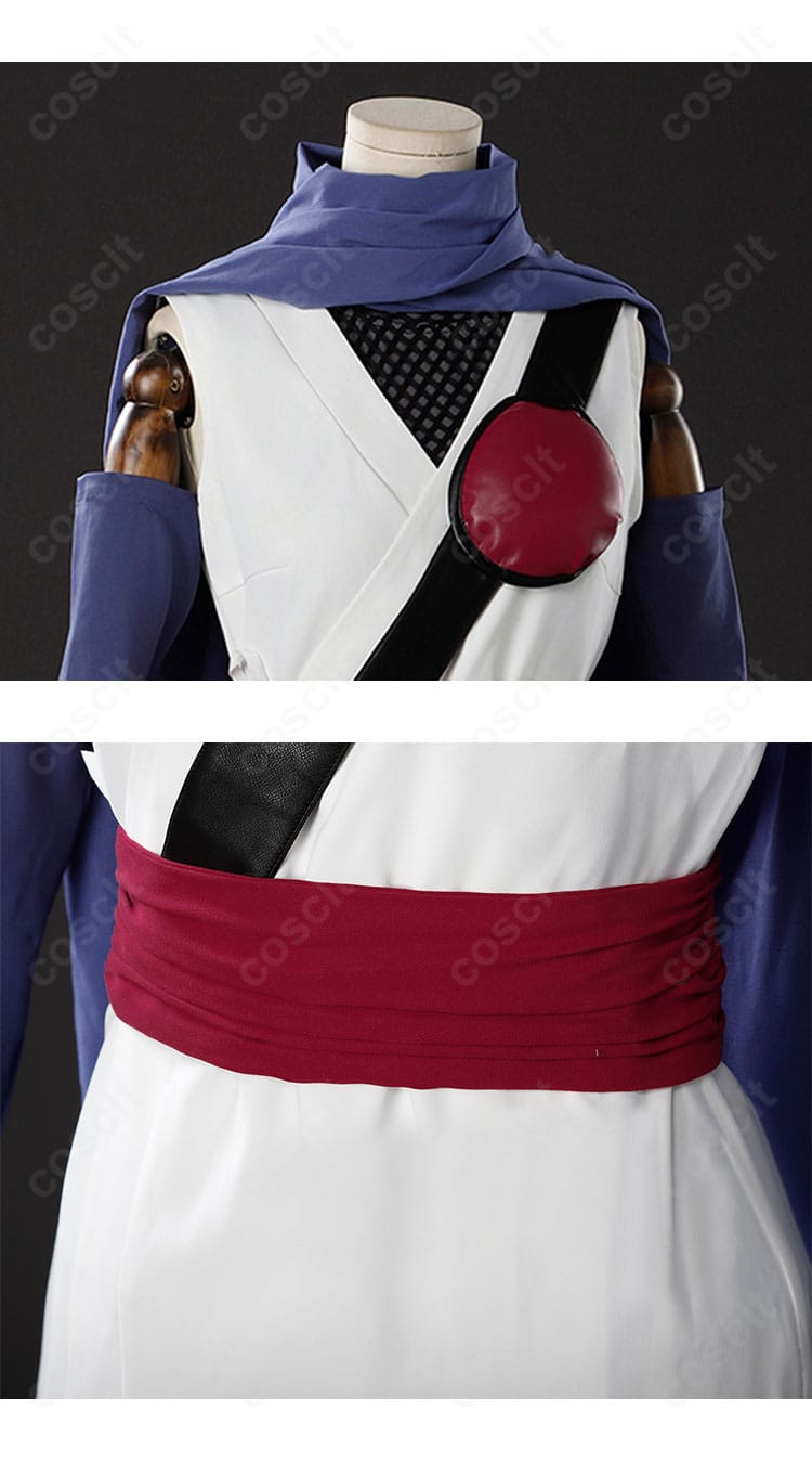 猿飛あやめ コスプレ衣装の衣襟と腰封の装飾。精密な刺繍とコルセットベルトの質感を捉えた接写。